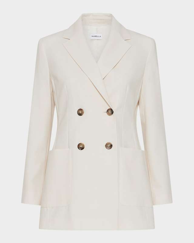 Belford Double-Breasted Stretch Canvas Blazer